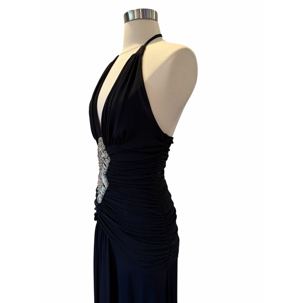 Vintage Cache Black Halter Maxi Dress with Center Embellishment - Picture 6 of 10